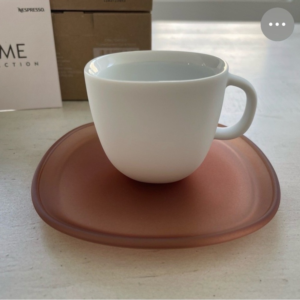 New!!! Nespresso lume  espresso set of 2 White Cup with Brown Saucers